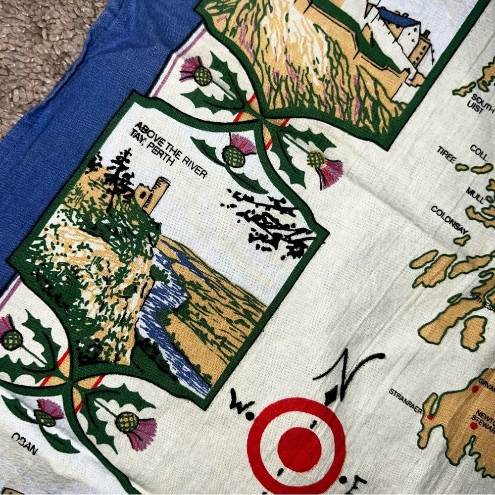 Scotland Tea Towel with Map and Landmarks 22”x18”